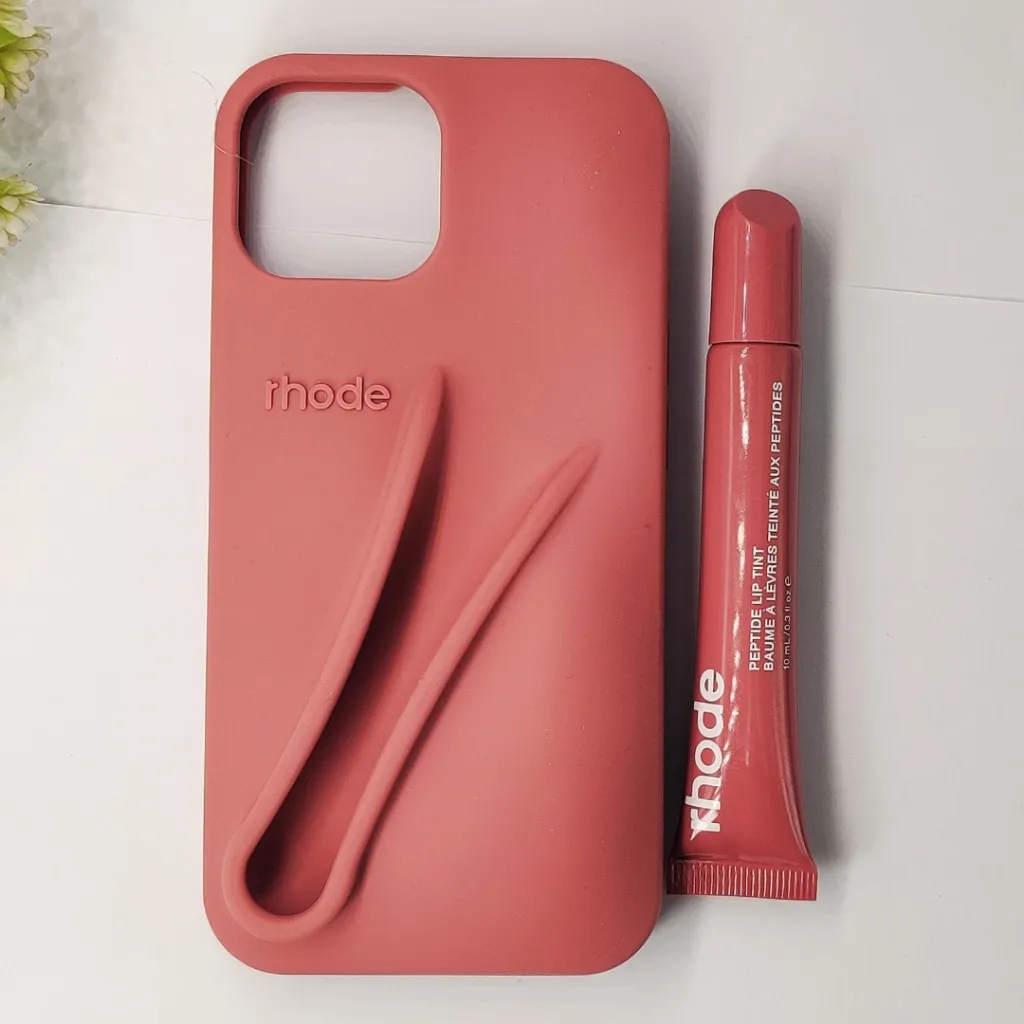 [PO45BIP12PR-5-15] iPhone 12|12 Pro  2-in-1 Soft Silicone Rhode Lip Case Paired With A Rhode Peptide Lip Tint (Salty Tan)