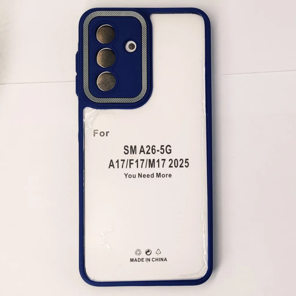 Samsung Galaxy A17 4G|5G | A26 4G|5G iPaky Transparent Back Case Colour Border With Camera Chrome Finishing Back Case (Navy Blue)