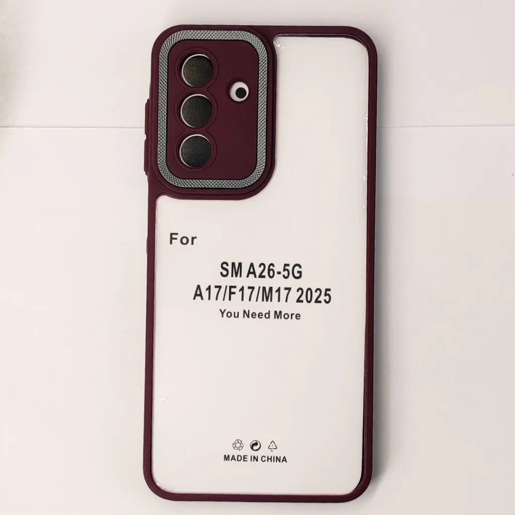 [PO10BSA17-7-21] Samsung Galaxy A17 4G|5G | A26 4G|5G iPaky Transparent Back Case Colour Border With Camera Chrome Finishing Back Case (Maroon)