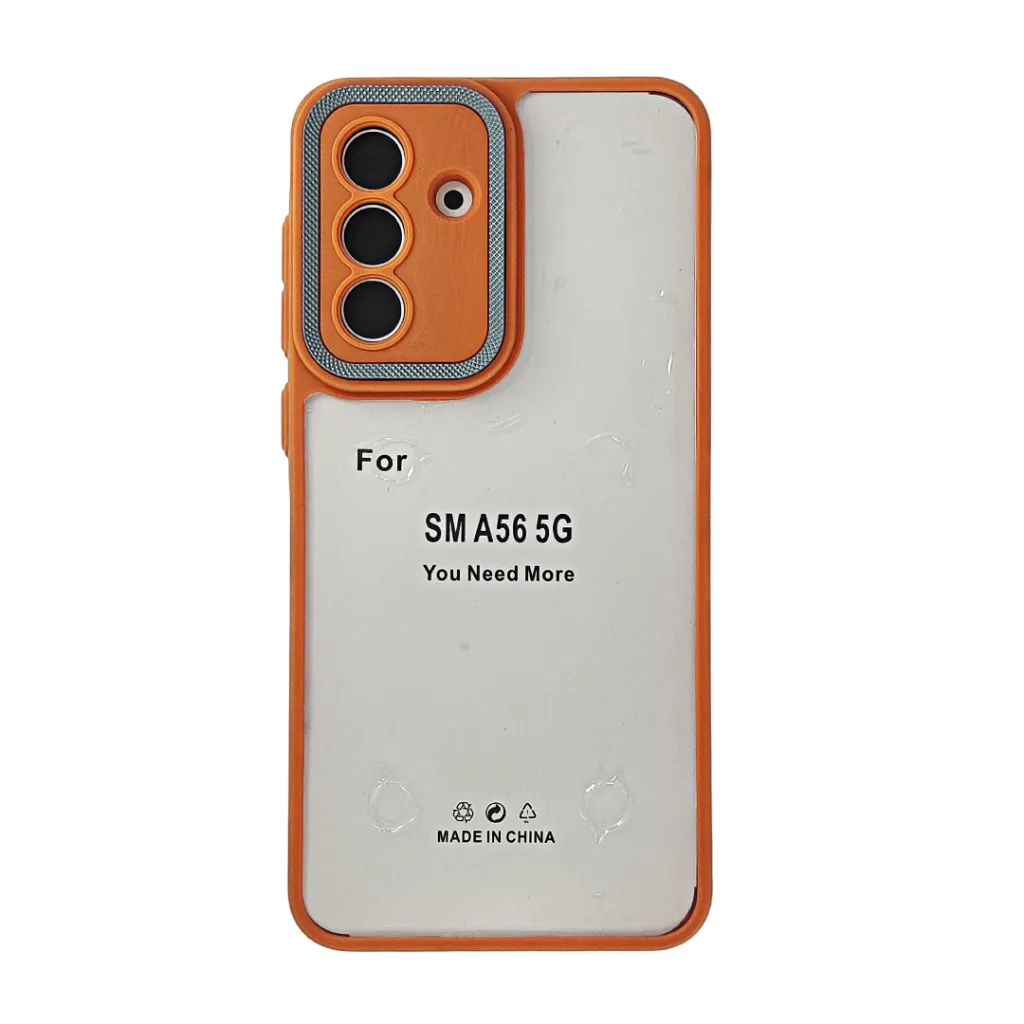 Samsung A56|A36 5G iPaky Transparent Back Case Colour Border With Camera Chrome Finishing Back Case (Cosmic Orange)
