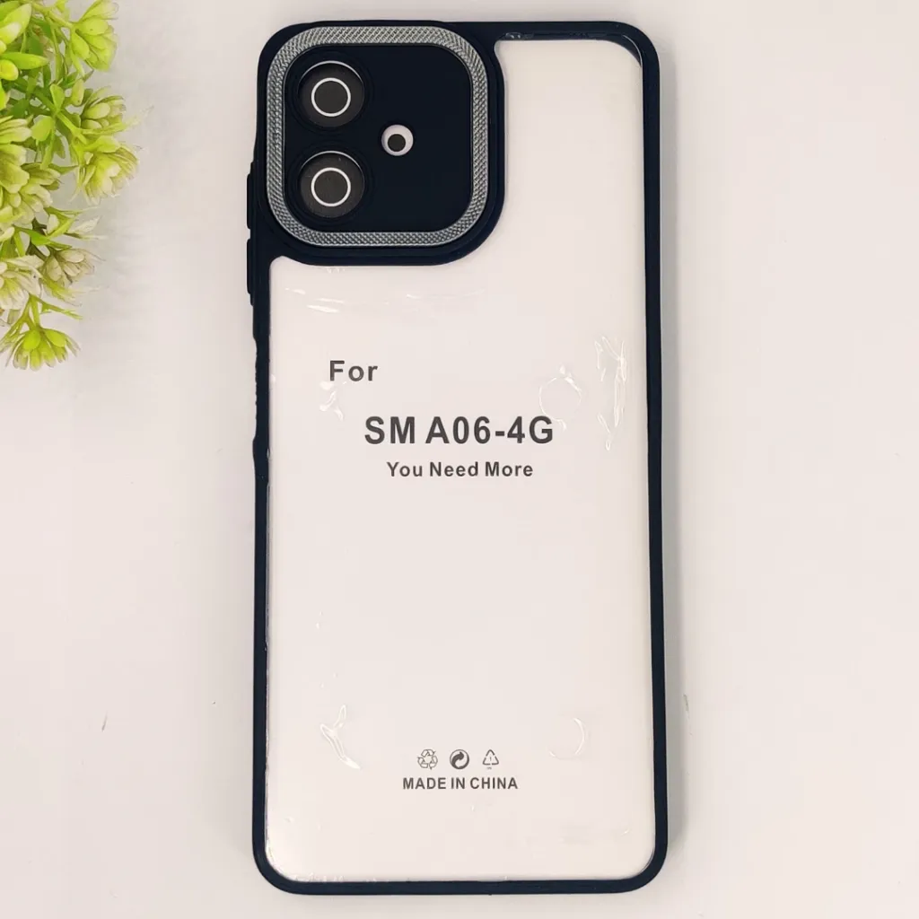 [PO10BSA06-7-2] Samsung Galaxy A06 4G|5G/F06  iPaky Transparent Back Case Colour Border With Camera Chrome Finishing Back Case (Black)