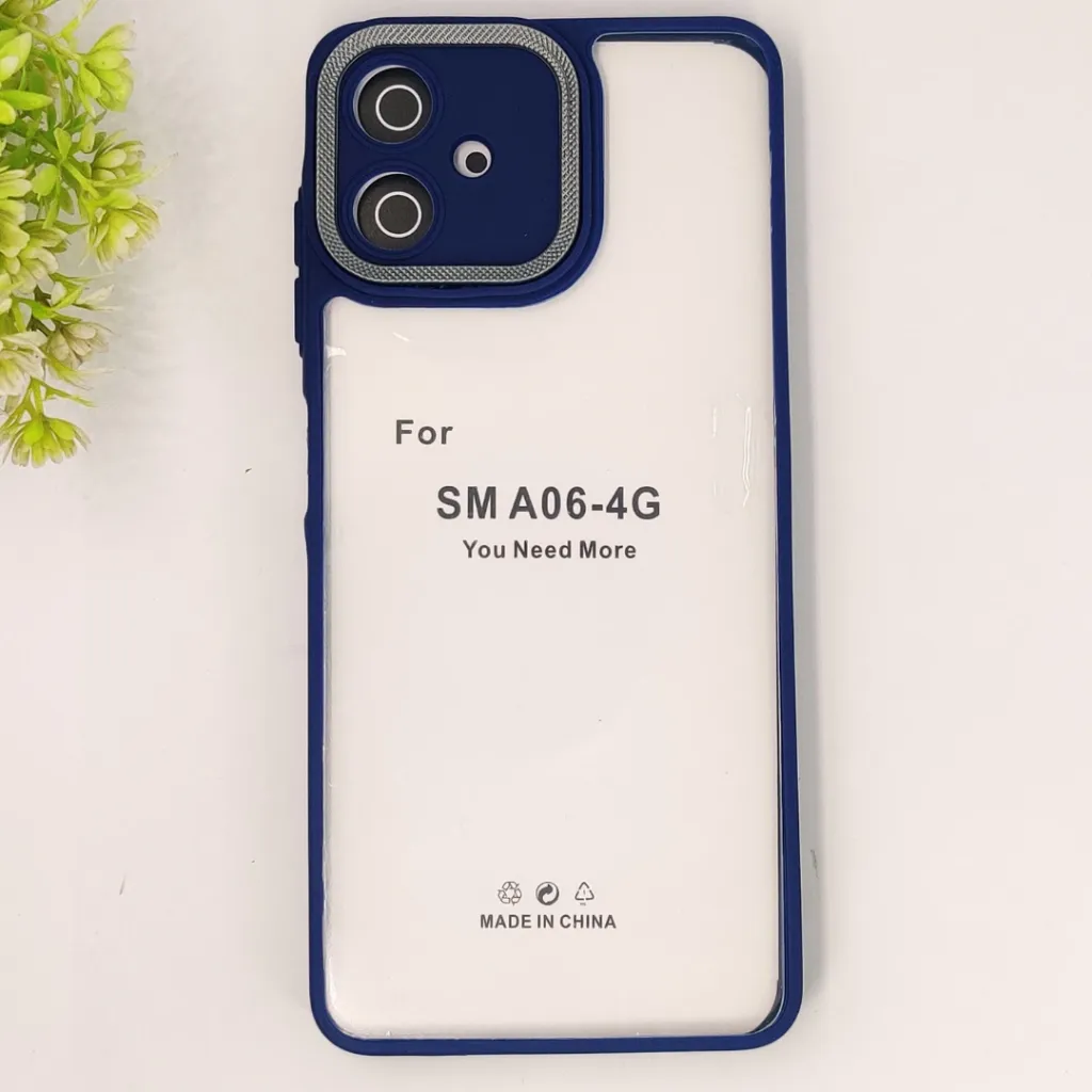 [PO10BSA06-7-17] Samsung Galaxy A06 4G|5G/F06  iPaky Transparent Colour Border With Camera Chrome Finishing Back Case (Navy Blue)