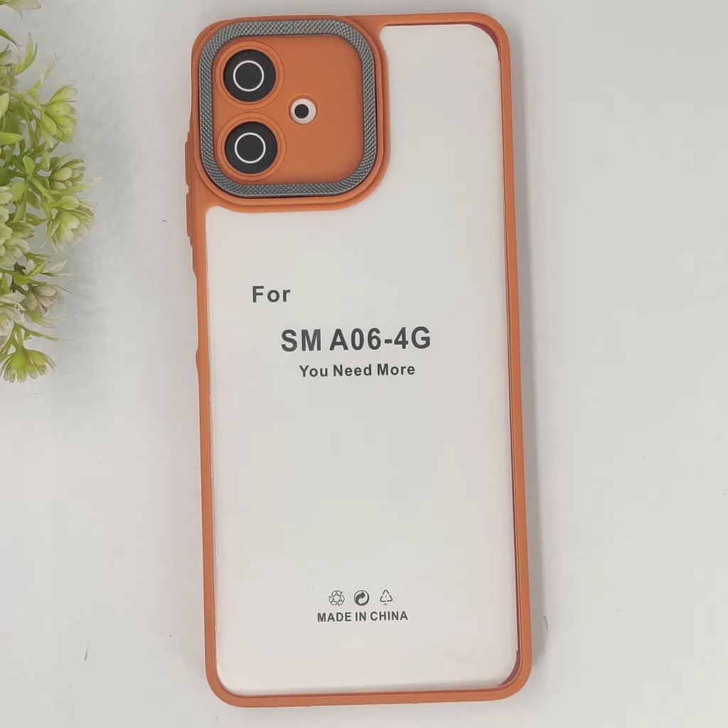 [PO10BSA06-7-45] Samsung Galaxy A06 4G|5G/F06 iPaky Transparent Colour Border With Camera Chrome Finishing Back Case (Cosmic Orange)