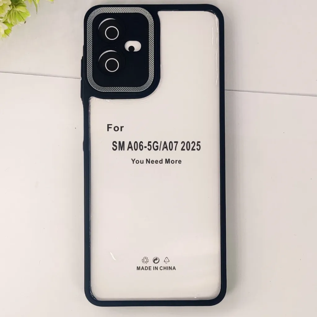 Samsung Galaxy A07 4G|5G/F07 iPaky Transparent Colour Border With Camera Chrome Finishing Back Case (Black)