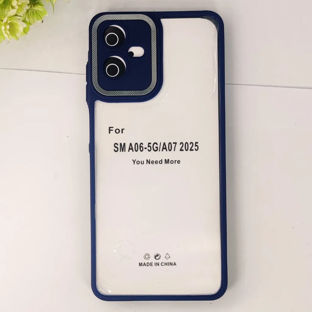 Samsung Galaxy A07 4G|5G/F07 iPaky Transparent Colour Border With Camera Chrome Finishing Back Case (Navy Blue)