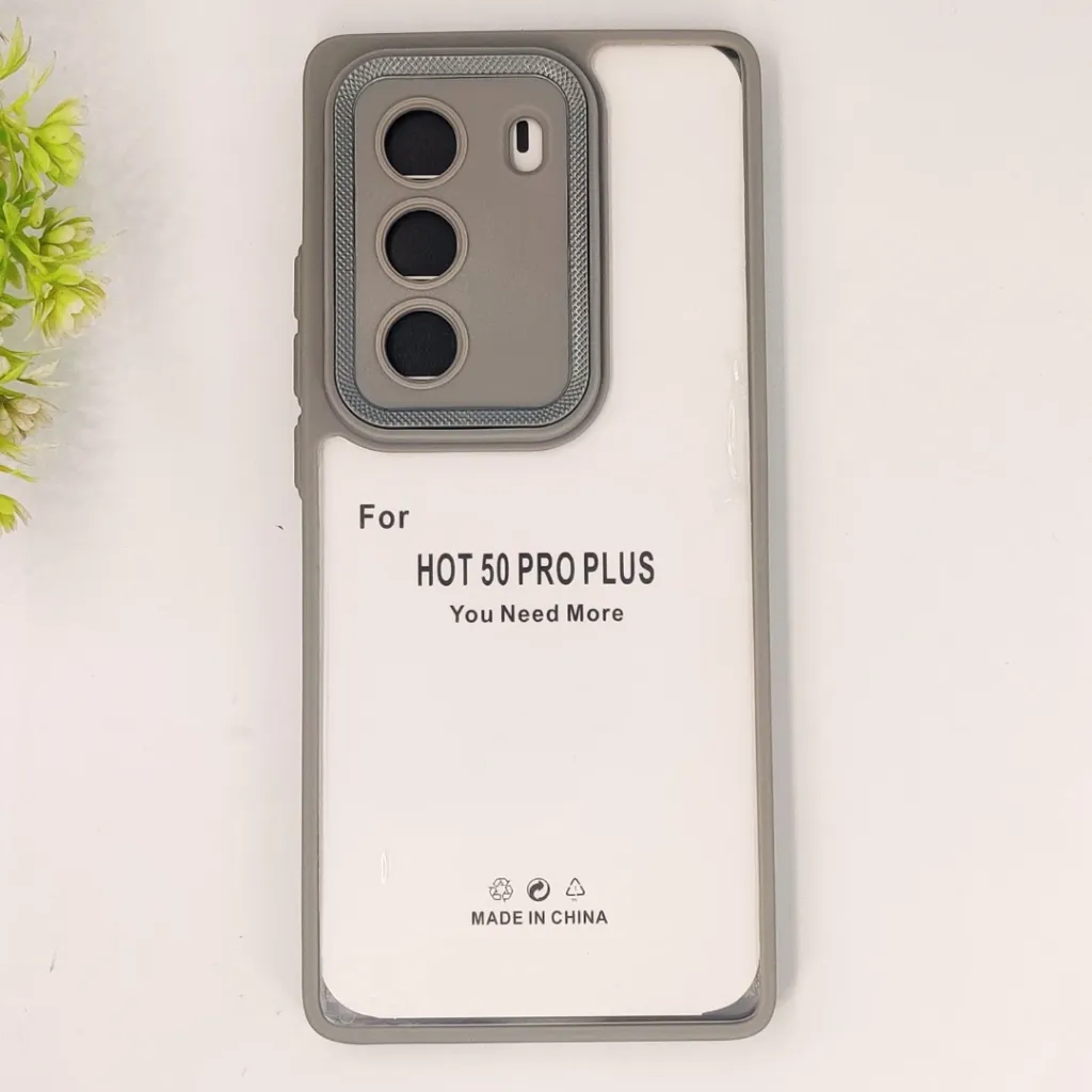 Infinix Hot 50 Pro Plus 4G iPaky Transparent Colour Border With Camera Chrome Finishing Back Case (Natural Titanium)