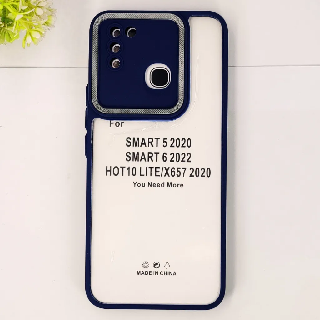 Infinix Smart 6|Smart 6|Hot 10 Lite|X657 2020 iPaky Transparent Colour Border With Camera Chrome Finishing Back Case (Navy Blue)