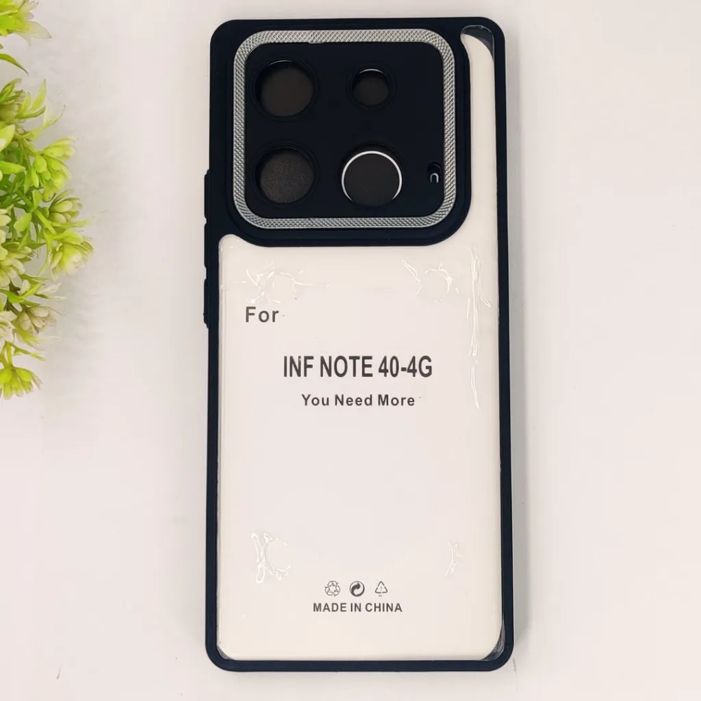 Infinix Note 40 4G iPaky Transparent Colour Border With Camera Chrome Finishing Back Case (Black)