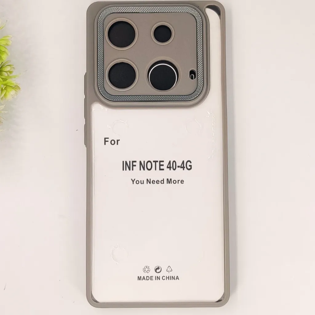 [PO10BINOT40-7-36] Infinix Note 40 4G iPaky Transparent Colour Border With Camera Chrome Finishing Back Case (Natural Titanium)