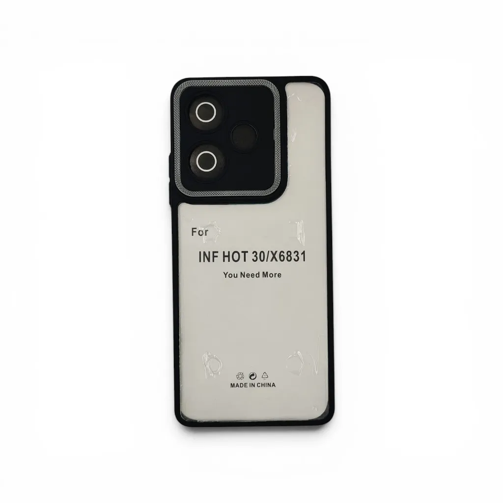 [PO10BIHOT30-7-2] Infinix Hot 30 4|X6831 iPaky Transparent Colour Border With Camera Chrome Finishing Back Case (Black)