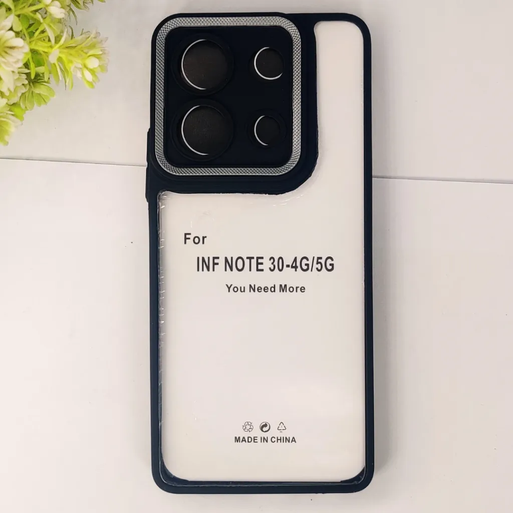 Infinix Note 30 4G|5G iPaky Transparent Colour Border With Camera Chrome Finishing Back Case (Black)