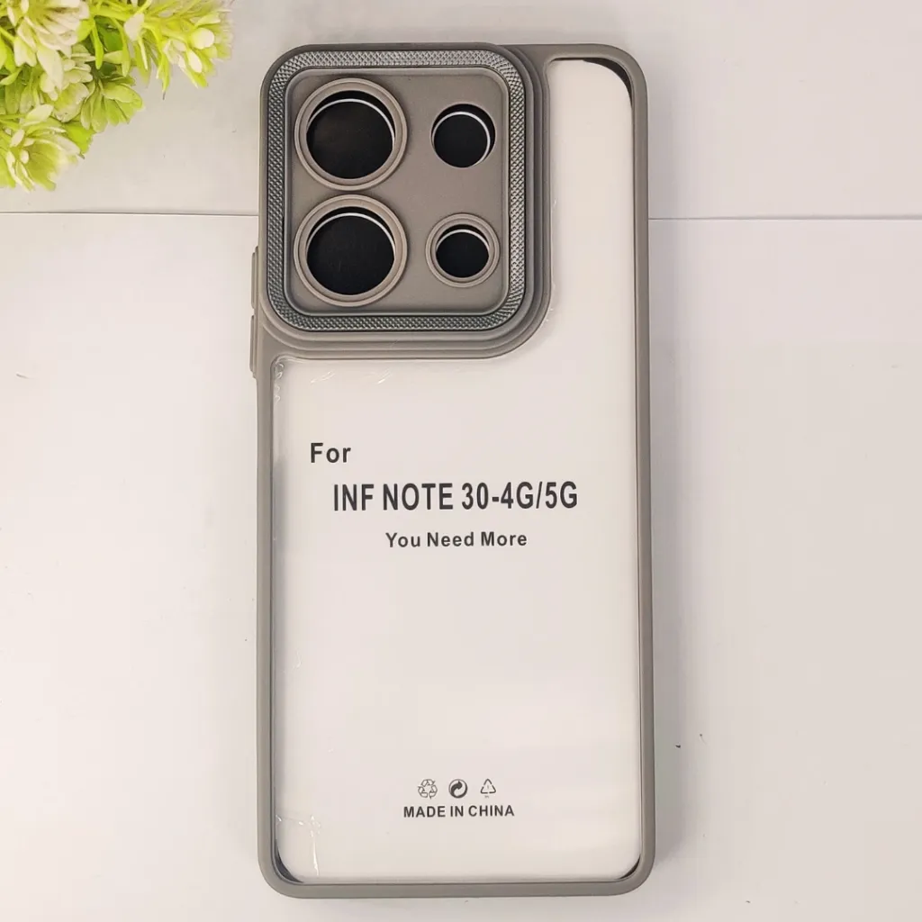 Infinix Note 30 4G|5G iPaky Transparent Colour Border With Camera Chrome Finishing Back Case (Natural Titanium)