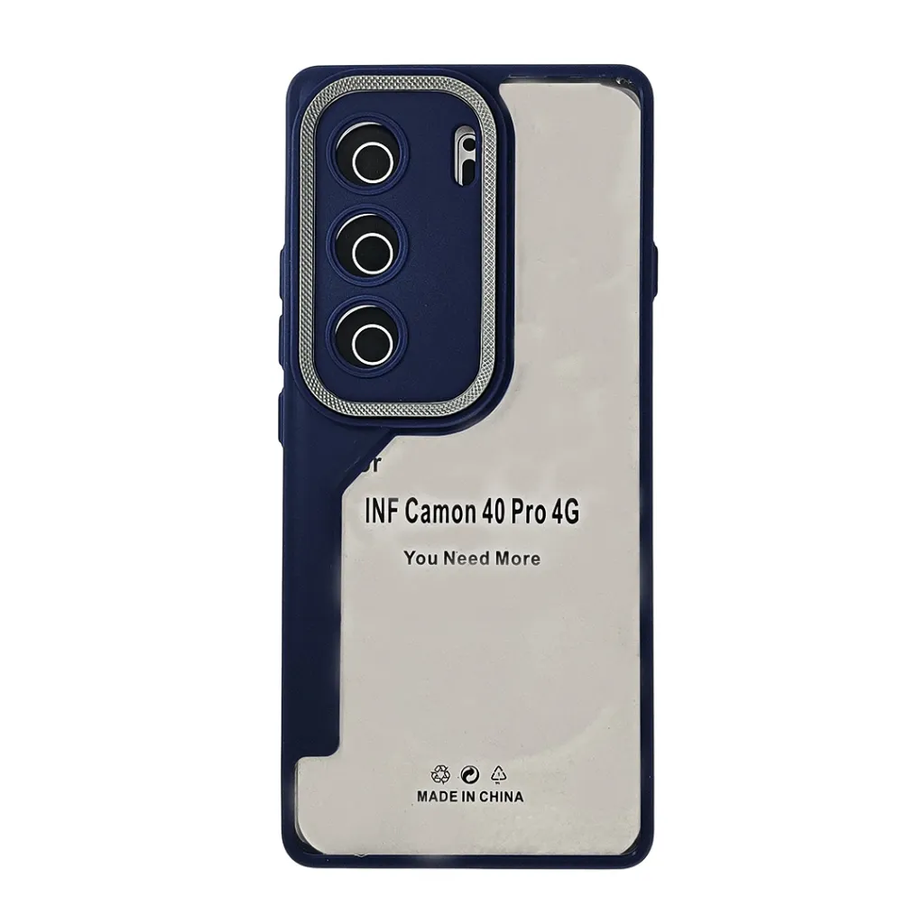 Tecno Camon 40 Pro 4G iPaky Transparent Colour Border With Camera Chrome Finishing Back Case (Navy Blue)