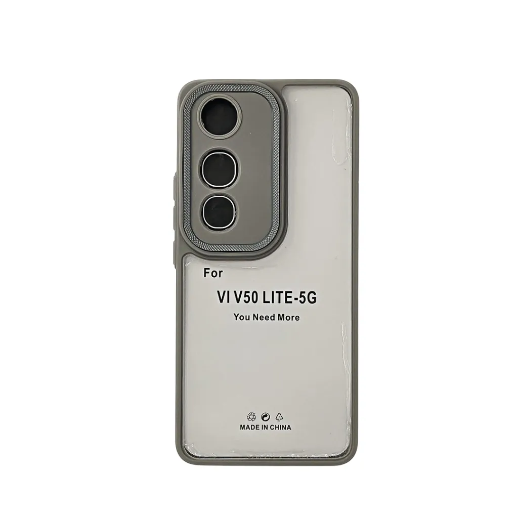 [PO10BVIV50L-7-36] Vivo V50 Lite 5G iPaky Transparent Colour Border With Camera Chrome Finishing Back Case (Natural Titanium)