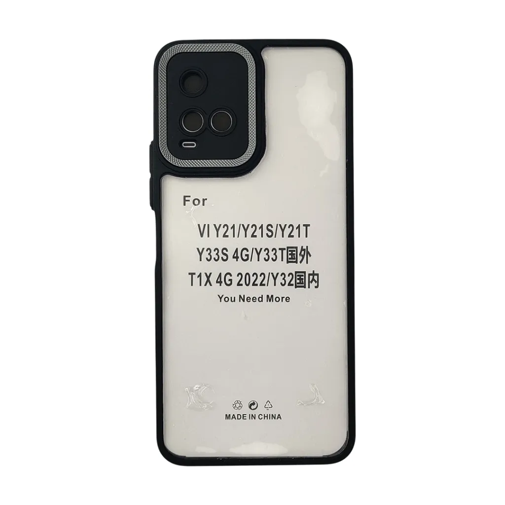 [PO10BVIY33S-7-2] Vivo Y21|Y33S|Y33T|Y32 iPaky Transparent Colour Border With Camera Chrome Finishing Back Case (Black)