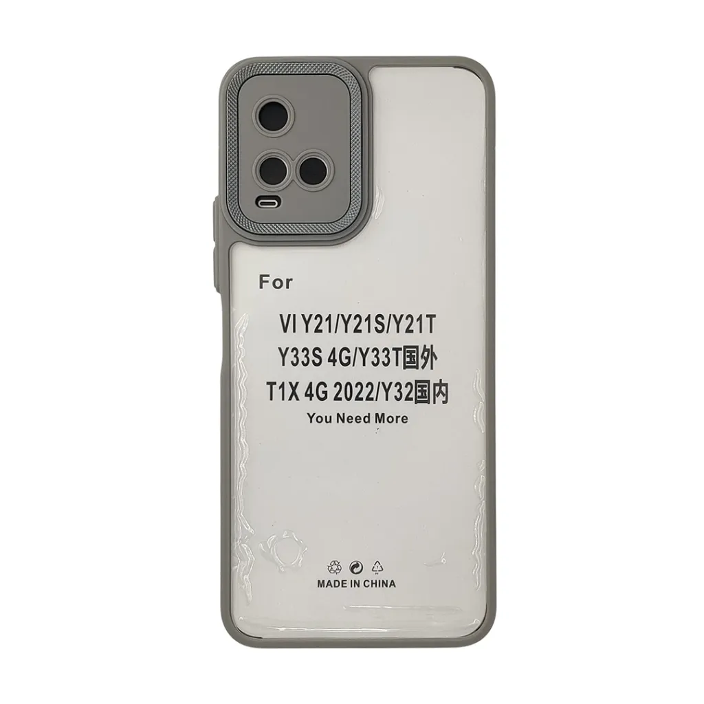 [PO10BVIY33S-7-36] Vivo Y21|Y33S|Y33T|Y32 iPaky Transparent Colour Border With Camera Chrome Finishing Back Case (Natural Titanium)