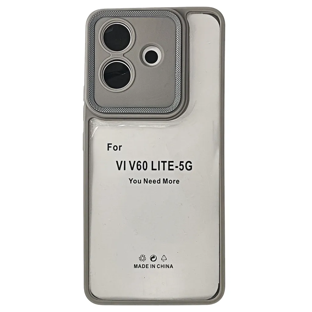 [PO10BVIV60L-7-36] Vivo V60 Lite 4G|5G 4G iPaky Transparent Colour Border With Camera Chrome Finishing Back Case (Natural Titanium)