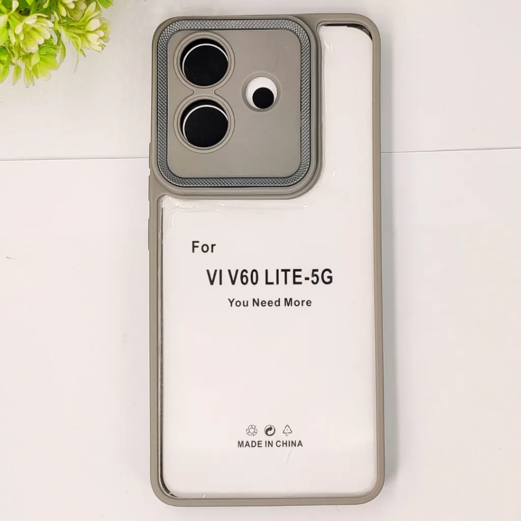 Vivo V60 Lite 4G|5G 4G iPaky Transparent Colour Border With Camera Chrome Finishing Back Case (Natural Titanium)