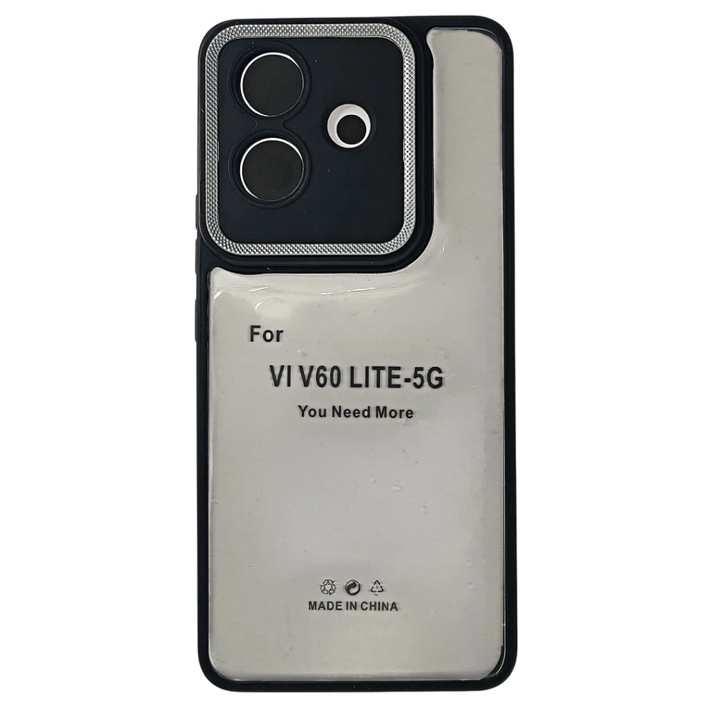 [PO10BVIV60L-7-2] Vivo V60 Lite 4G|5G 4G iPaky Transparent Colour Border With Camera Chrome Finishing Back Case (Black)