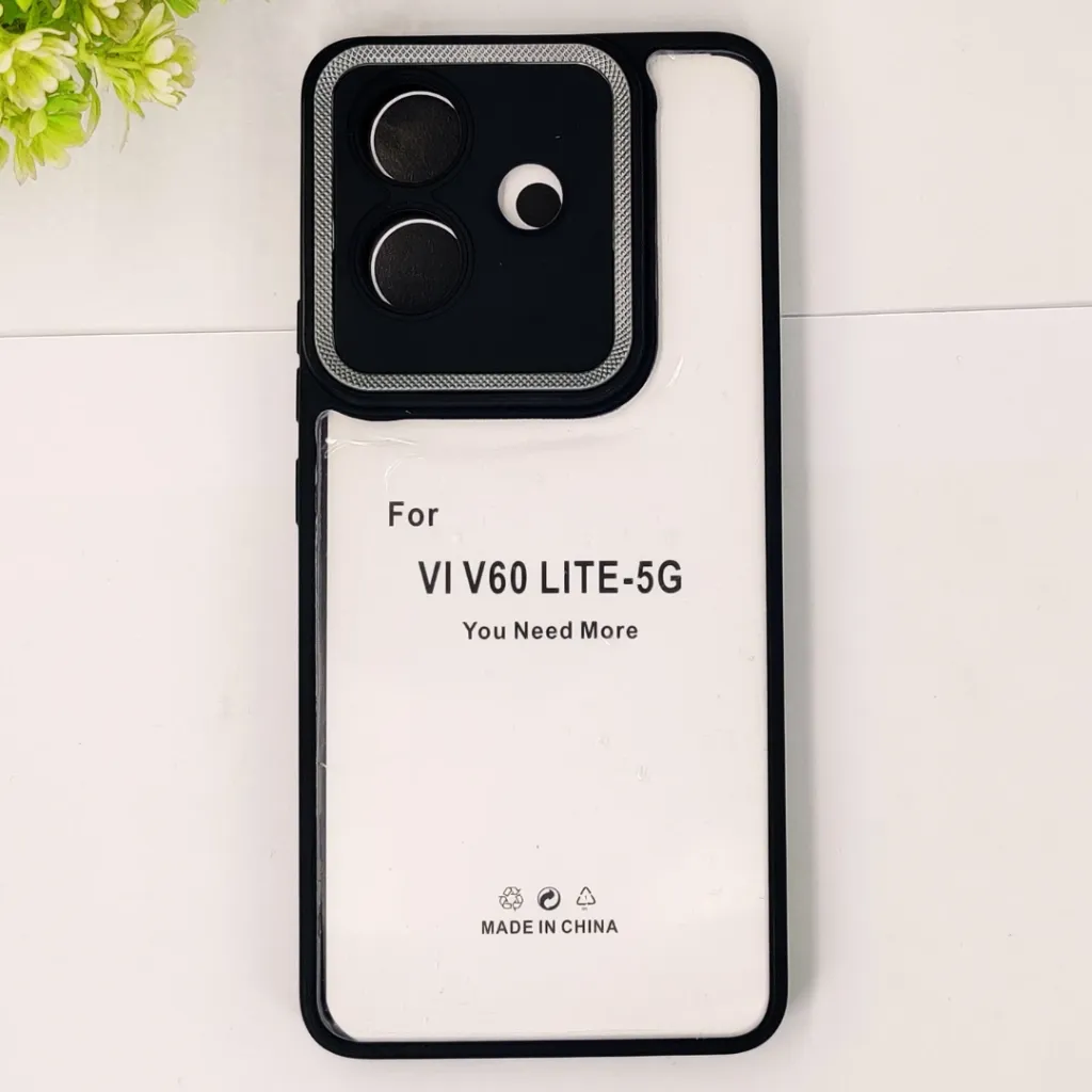 Vivo V60 Lite 4G|5G 4G iPaky Transparent Colour Border With Camera Chrome Finishing Back Case (Black)