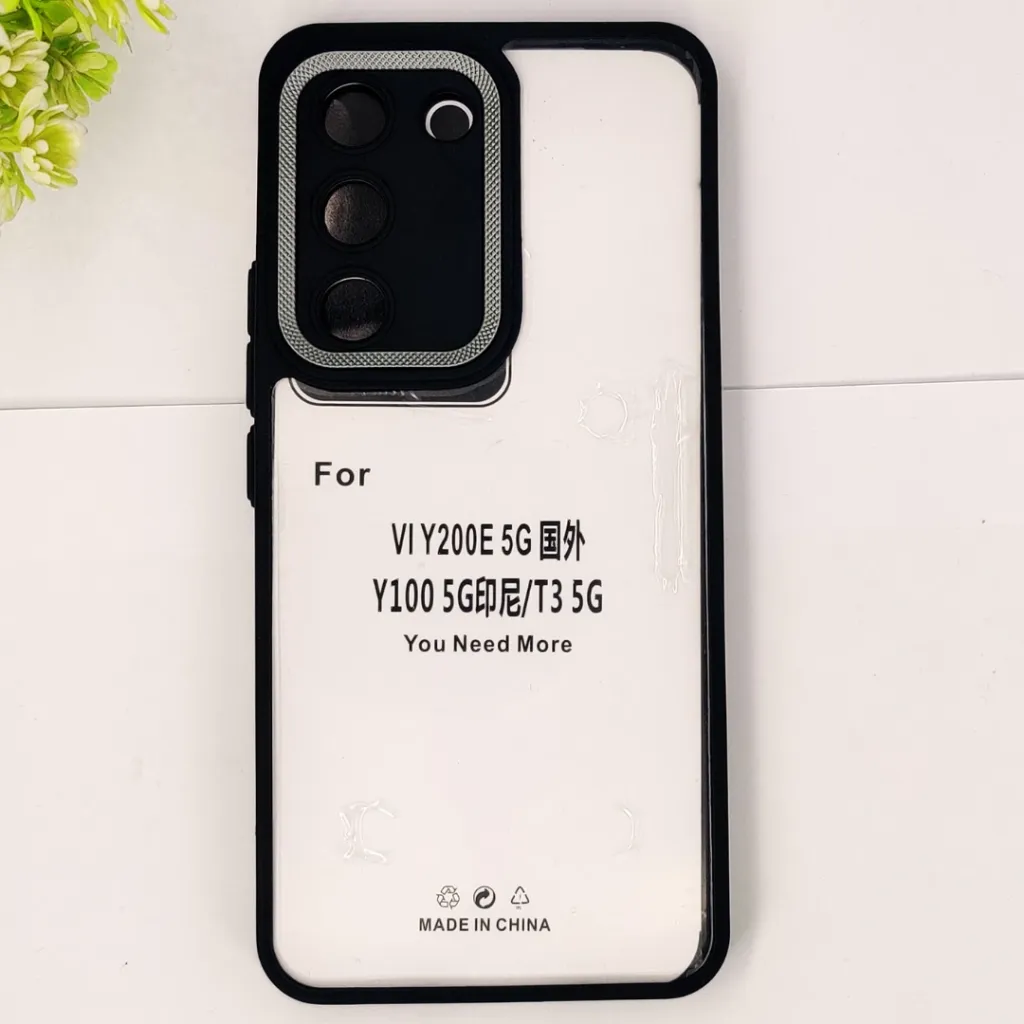 Vivo Y100|Y200E|V30 Lite 5G iPaky Transparent Colour Border With Camera Chrome Finishing Back Case (Black)