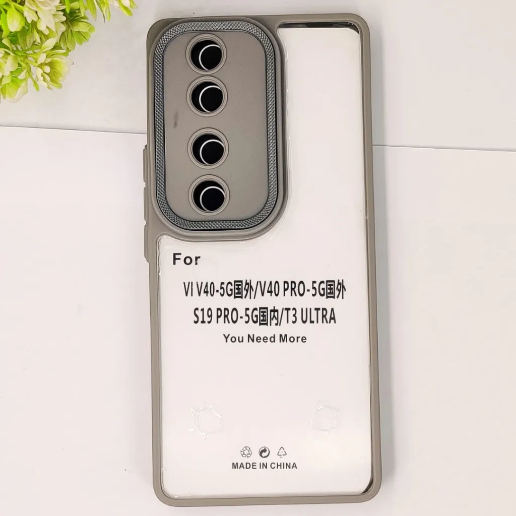 Vivo V40 5G|V40 Pro 5G|S19 Pro 5G|T3 iPaky Transparent Colour Border With Camera Chrome Finishing Back Case (Natural Titanium)