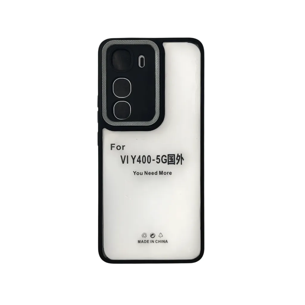 Vivo Y400 4G|5G iPaky Transparent Colour Border With Camera Chrome Finishing Back Case (Black)
