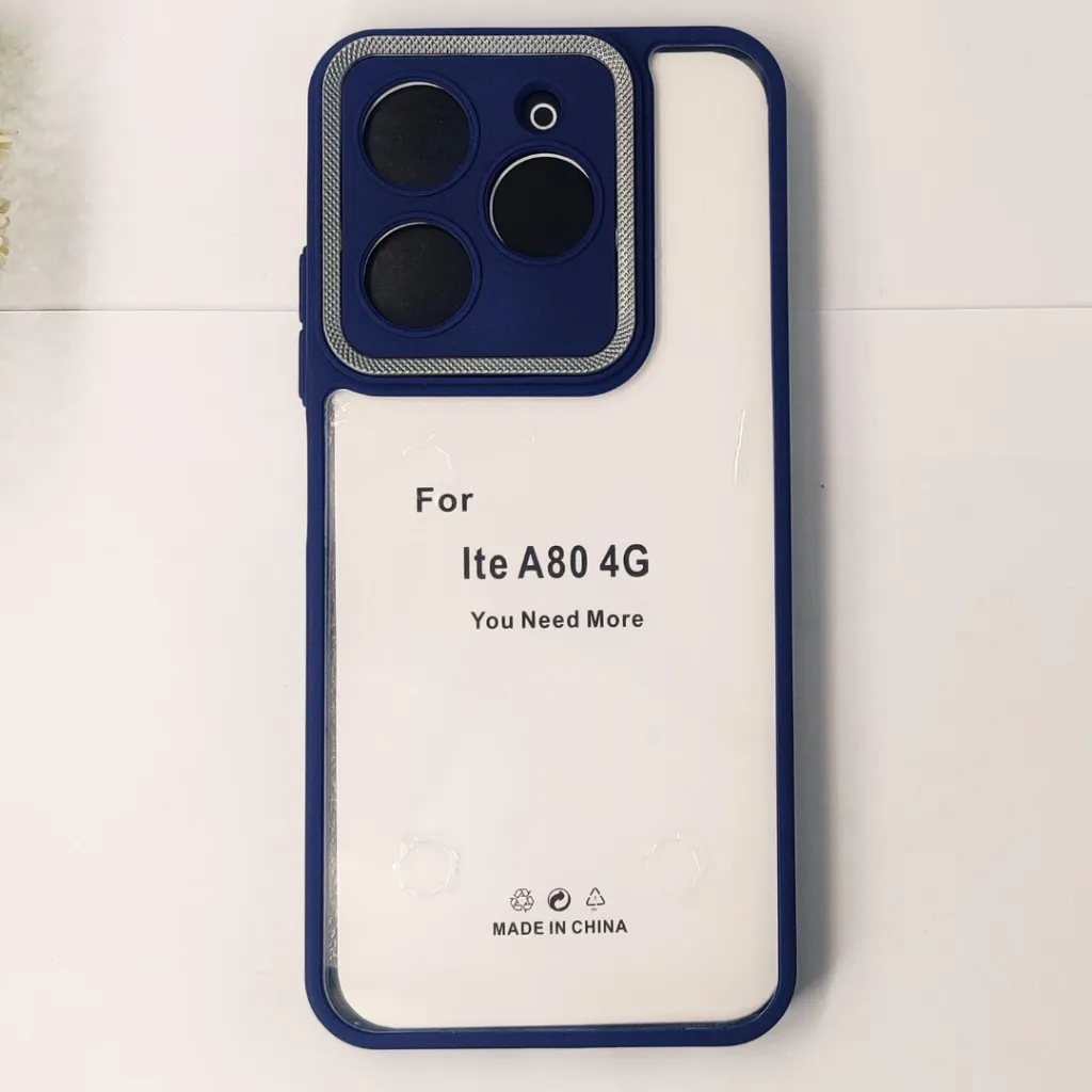 [PO10BITA80-7-17] iTel A80 4G iPaky Transparent Colour Border With Camera Chrome Finishing Back Case (Navy Blue)