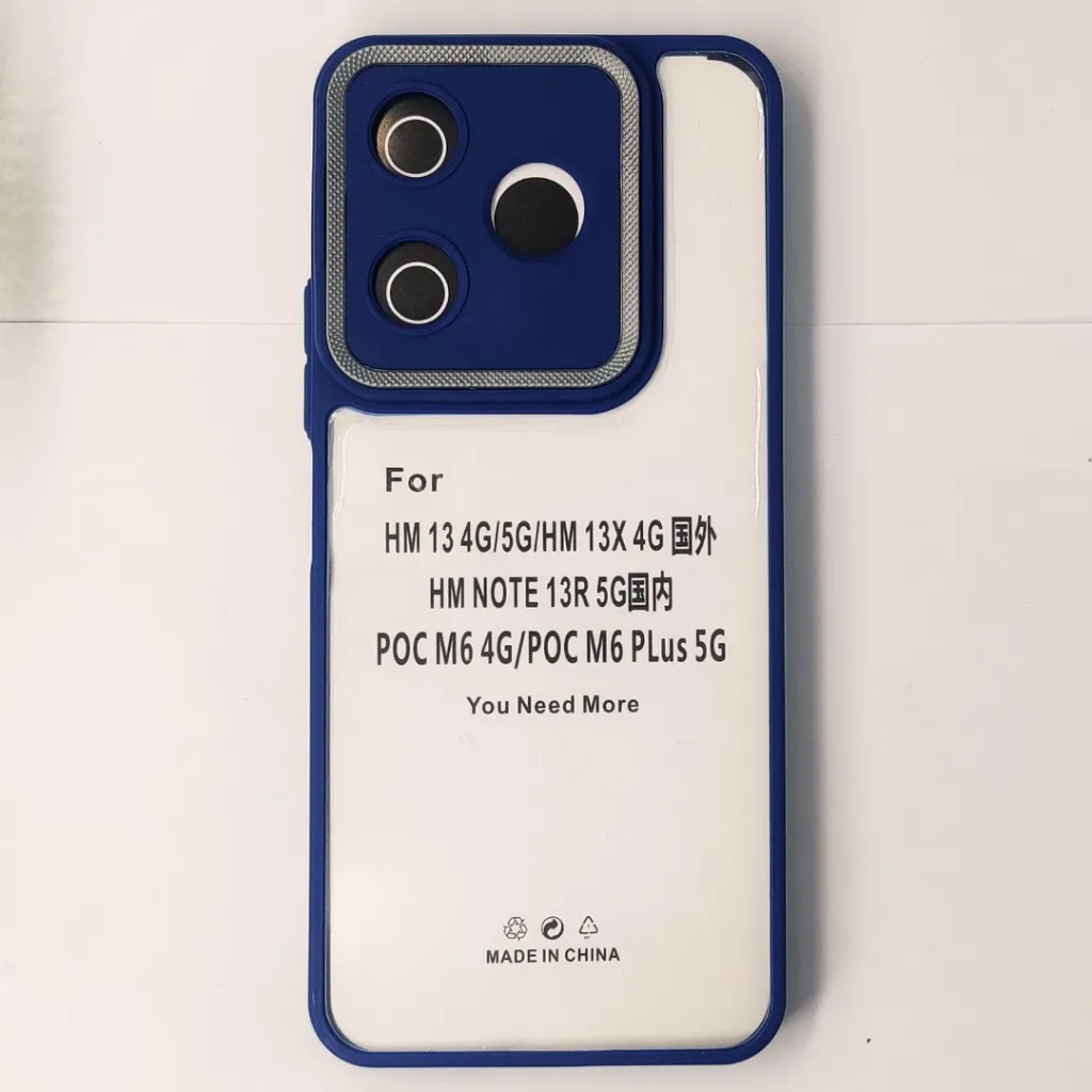 [PO10BMI13-7-17] Xiaomi Redmi 13 4G|Note 13R|Poco M6 4G iPaky Transparent Colour Border With Camera Chrome Finishing Back Case (Navy Blue)