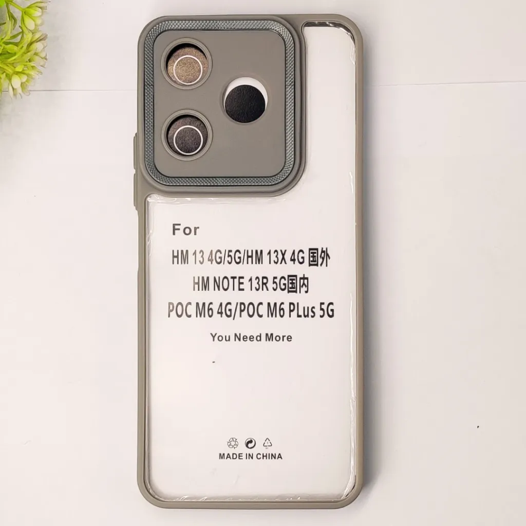 [PO10BMI13-7-36] Xiaomi Redmi 13 4G|Note 13R|Poco M6 4G iPaky Transparent Colour Border With Camera Chrome Finishing Back Case (Natural Titanium)