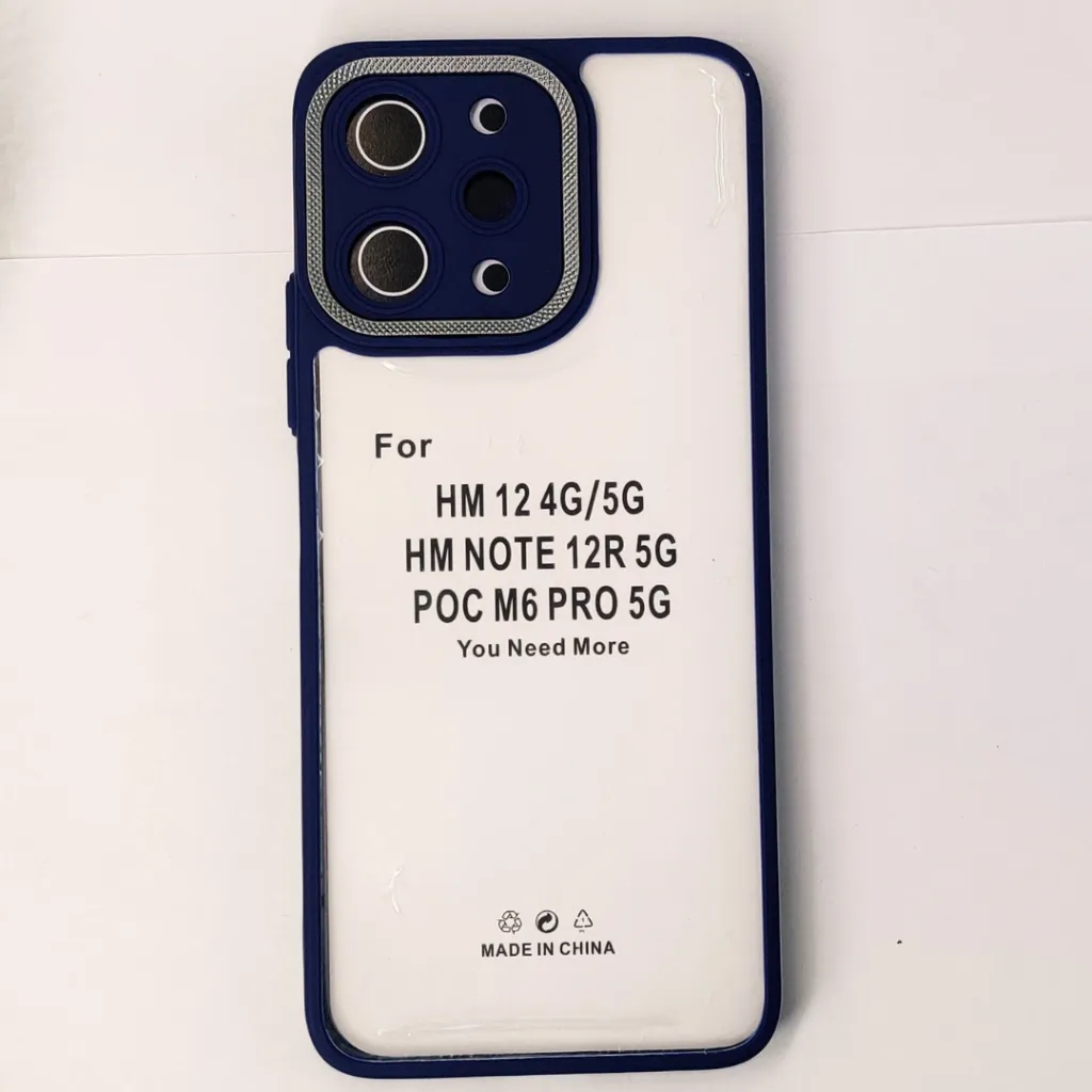 Xiaomi Redmi 12 4G|5G|Note 12R iPaky Transparent Colour Border With Camera Chrome Finishing Back Case (Navy Blue)