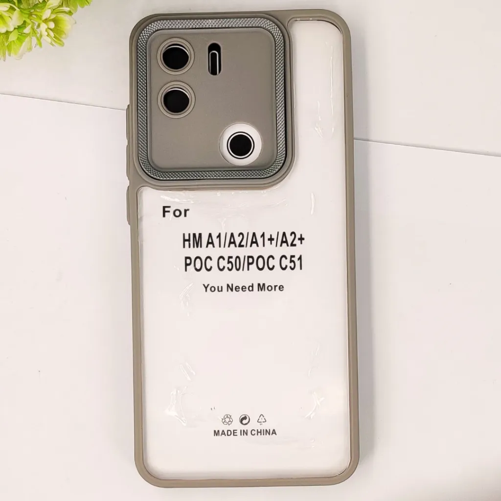 Xiaomi Redmi A2 Plus|A1 PLus|Poco C50|Poco C51 iPaky Transparent Colour Border With Camera Chrome Finishing Back Case (Natural Titanium)