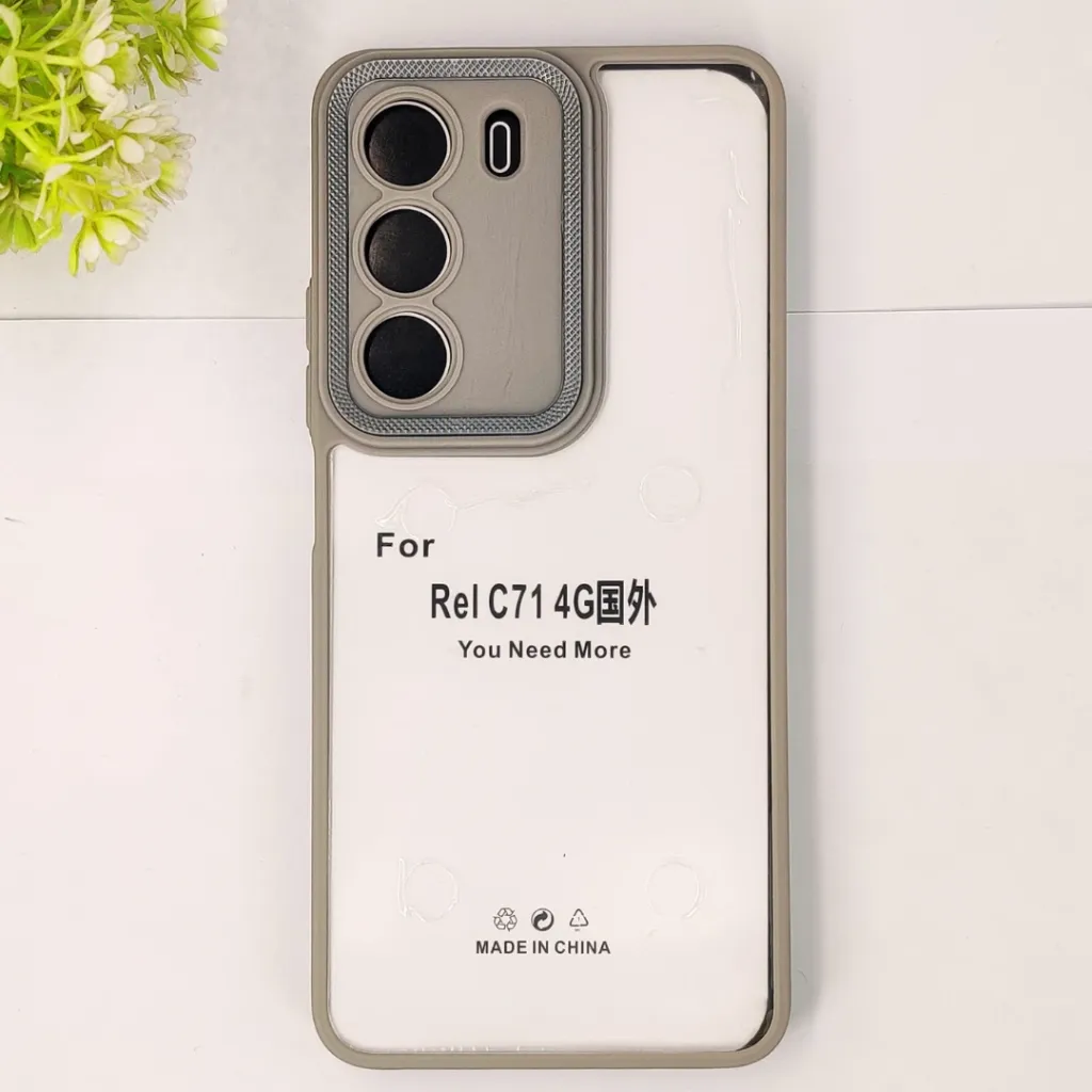 Oppo Realme C71|Realme C71X iPaky Transparent Colour Border With Camera Chrome Finishing Back Case (Natural Titanium)