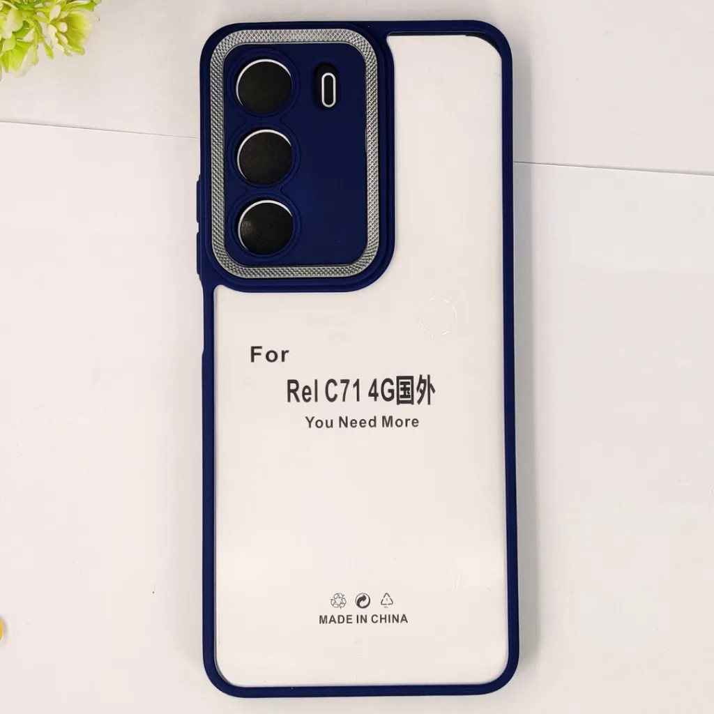 Oppo Realme C71|Realme C71X iPaky Transparent Colour Border With Camera Chrome Finishing Back Case (Navy Blue)