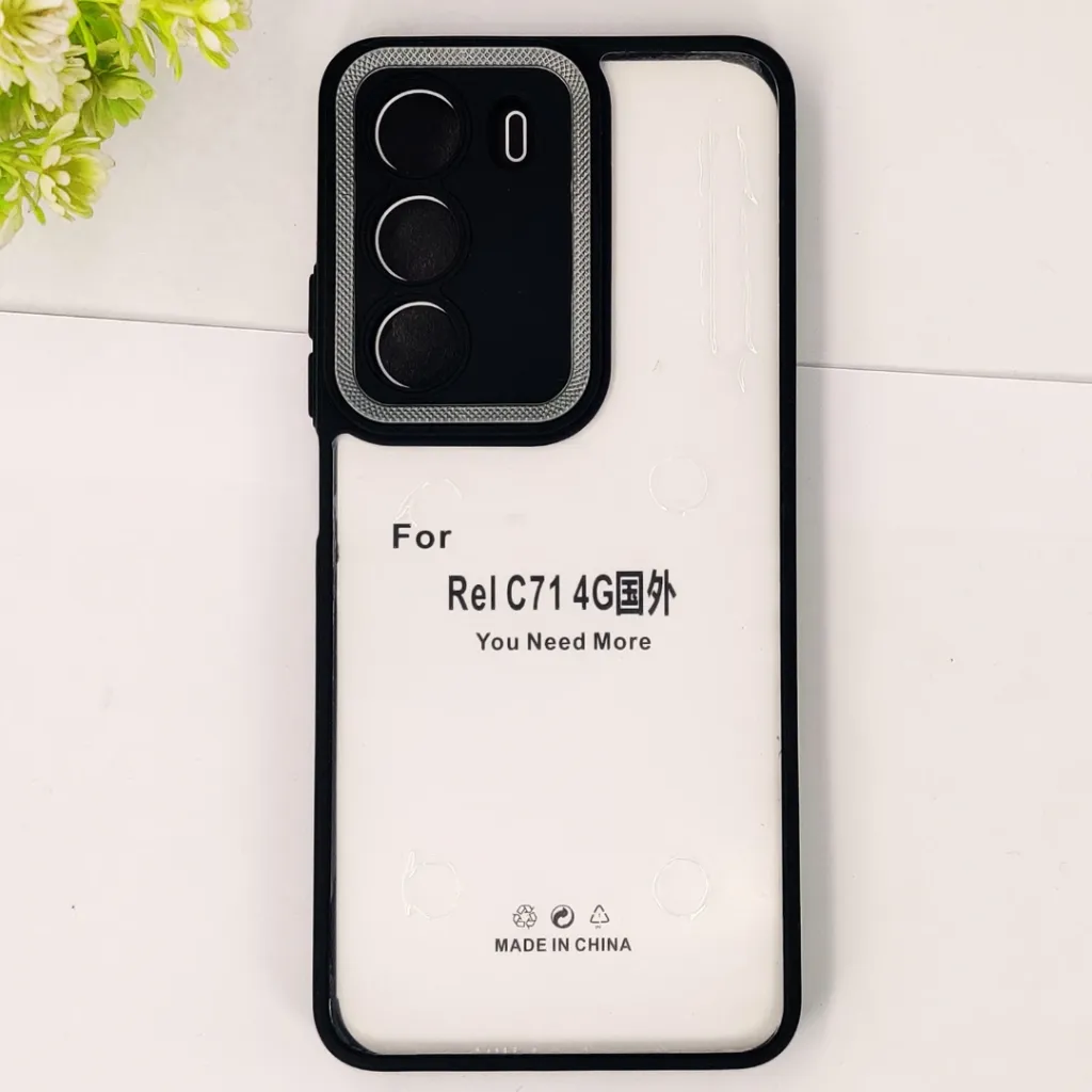 Oppo Realme C71|Realme C71X iPaky Transparent Colour Border With Camera Chrome Finishing Back Case (Black)