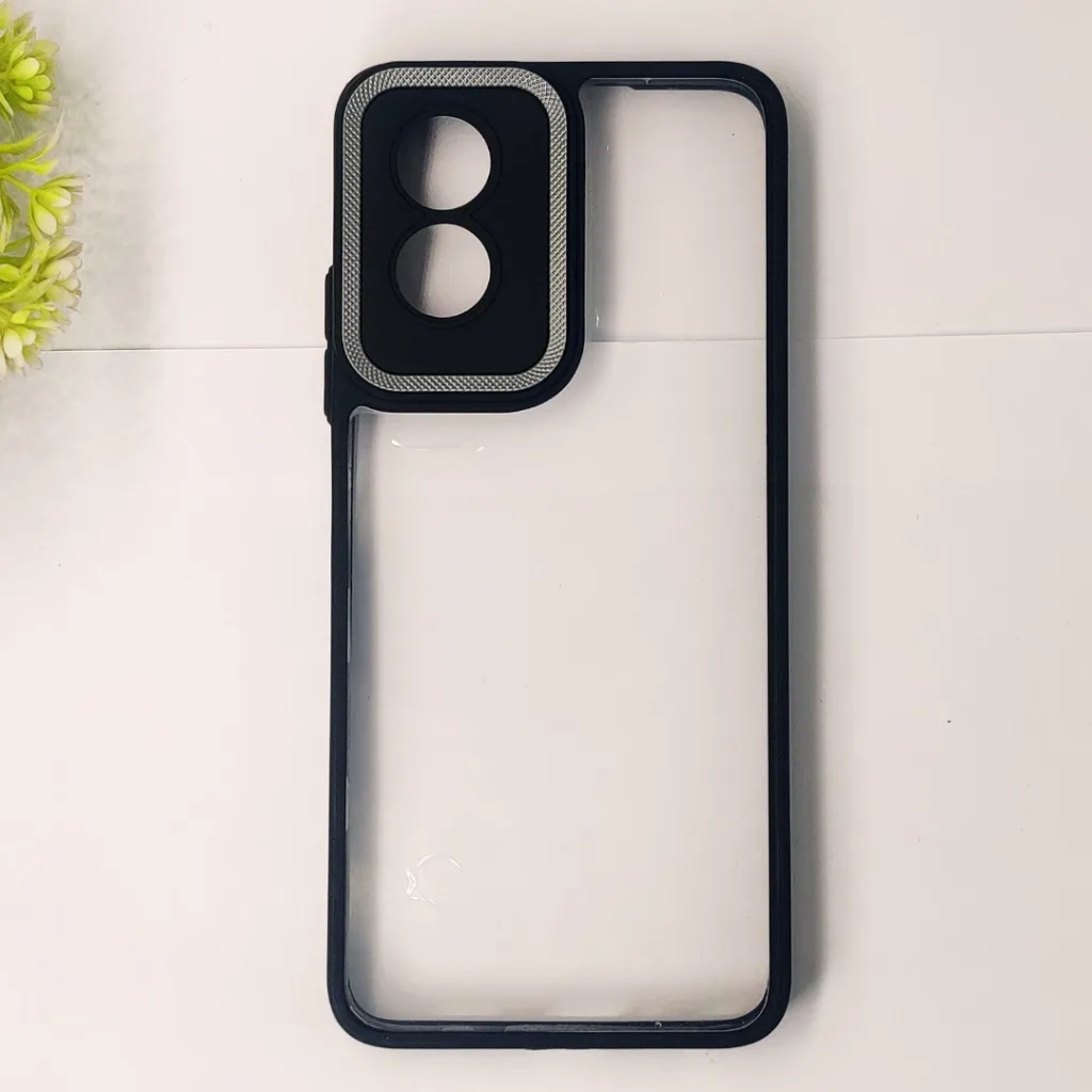 Oppo A18 4G|A38 4G iPaky Transparent Colour Border With Camera Chrome Finishing Back Case (Black)