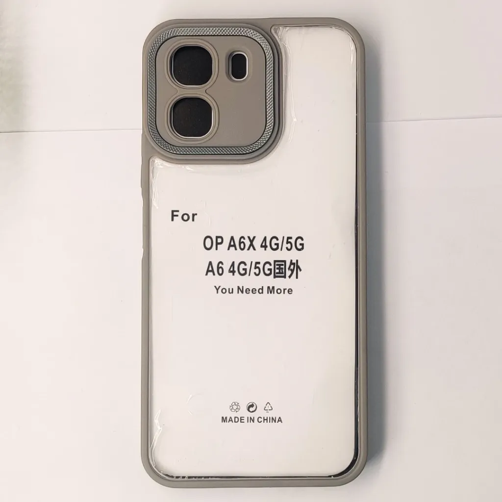 Oppo A6 4G|A6 5G|A6x iPaky Transparent Colour Border With Camera Chrome Finishing Back Case (Natural Titanium)
