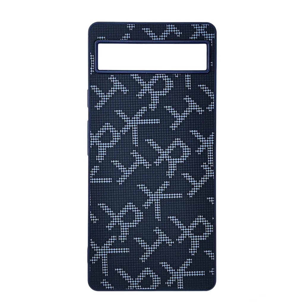 [PO42BGPXL6A-32-3] Google Pixel 6A X-Level Spacific design Carbon Fiber & Armaid Fiber Texture Mobile Back Case (Blue)