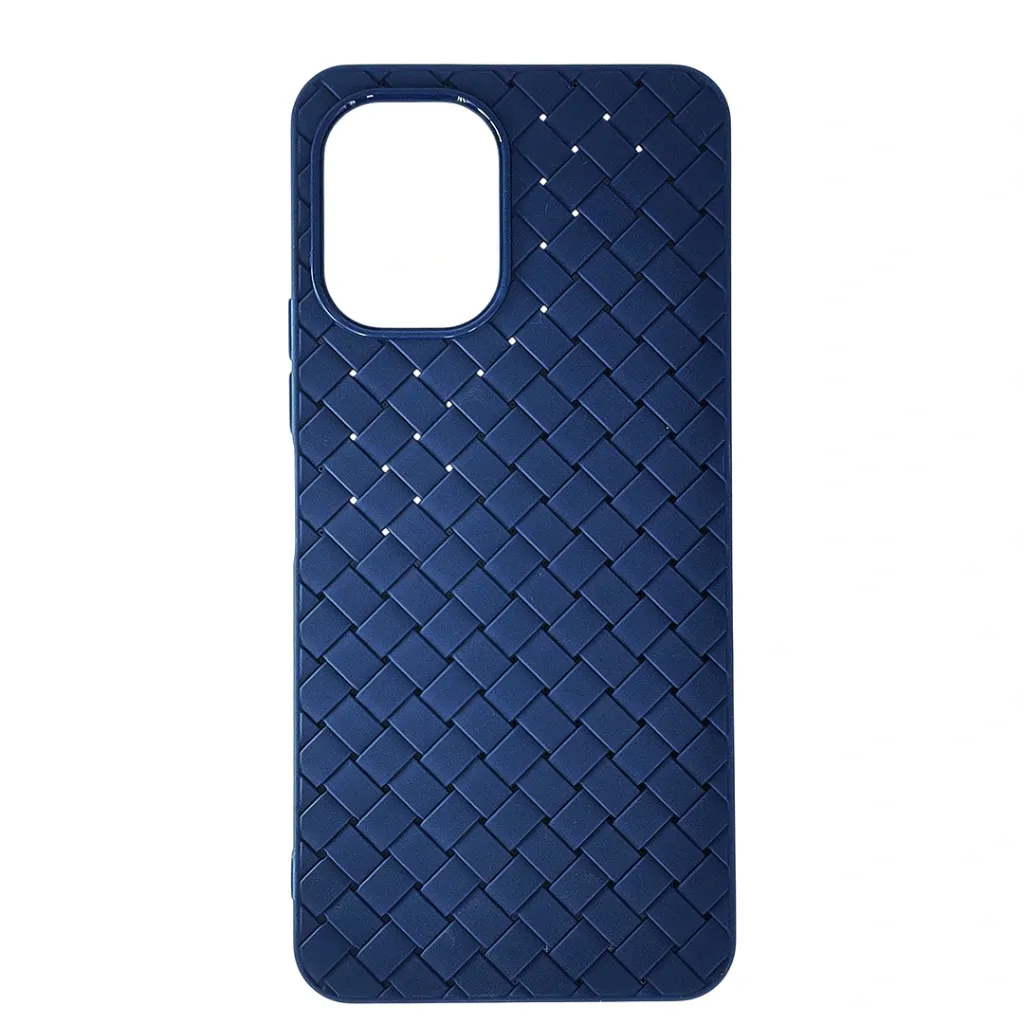 Tecno Spark GO 3 Woven With Leather Feel Soft Silicone Back Case (Navy Blue)
