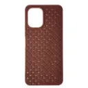Tecno Spark GO 3 Woven With Leather Feel Soft Silicone Back Case (Dark Brown)
