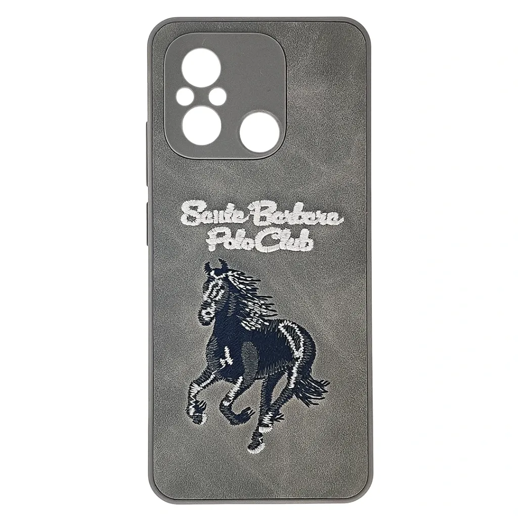Xiaomi Redmi 12C & Poco C55 Velvet Embroidery Santa Barbara Polo Racquet Club Back Case (Gray)