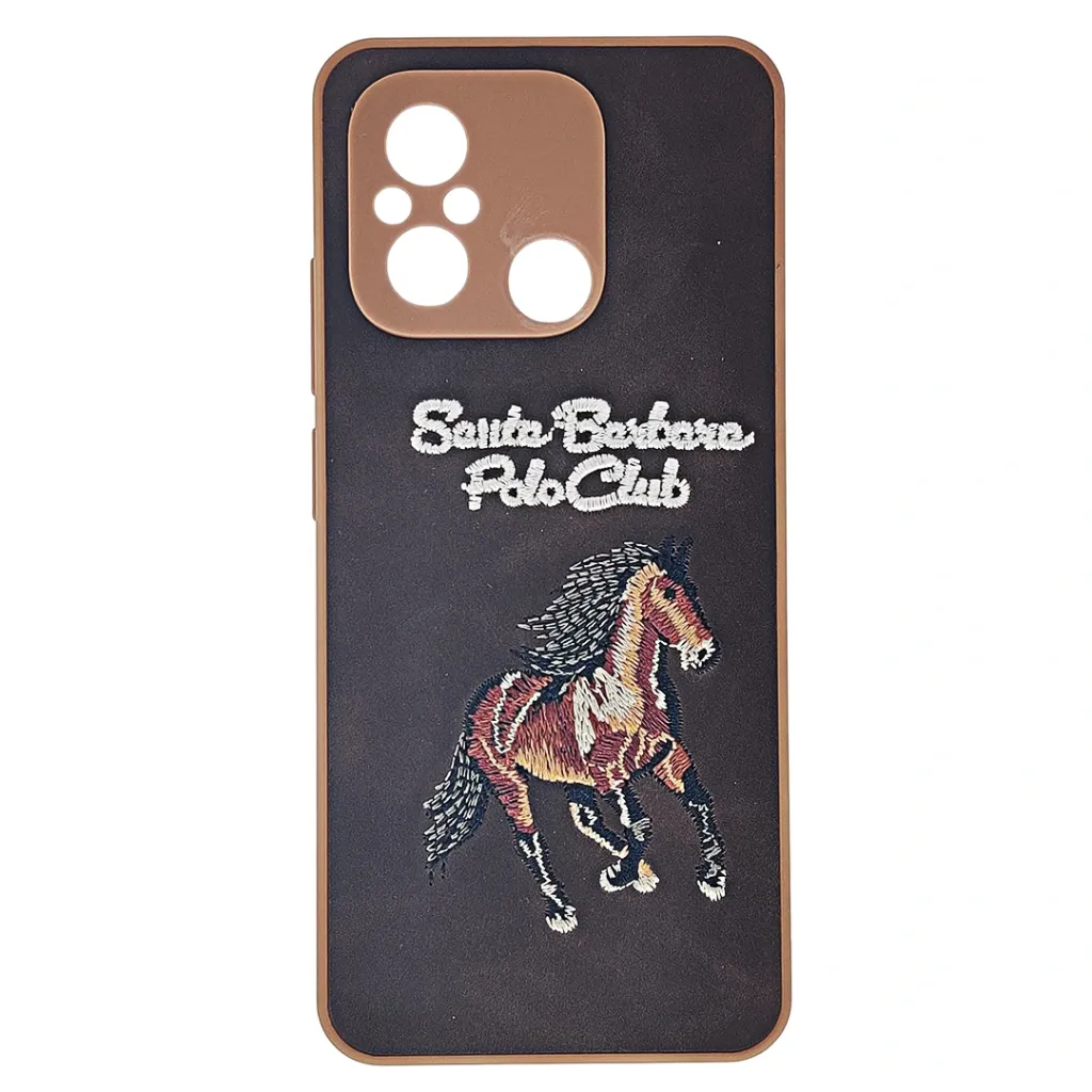 Xiaomi Redmi 12C & Poco C55 Velvet Embroidery Santa Barbara Polo Racquet Club Back Case (Brown)