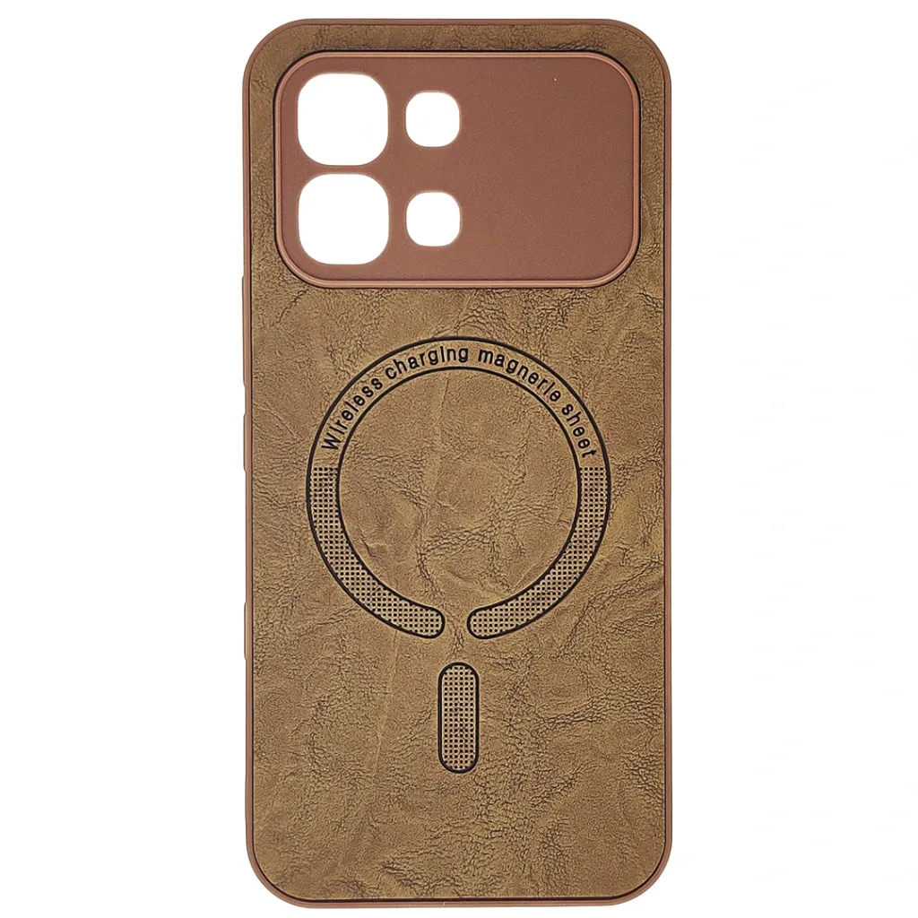 [PO42BINOT60EDG-25-13] Infinix Note 60 Edge 5G Premium Luxary Leather Magsafe Logo Back Case (Brown)