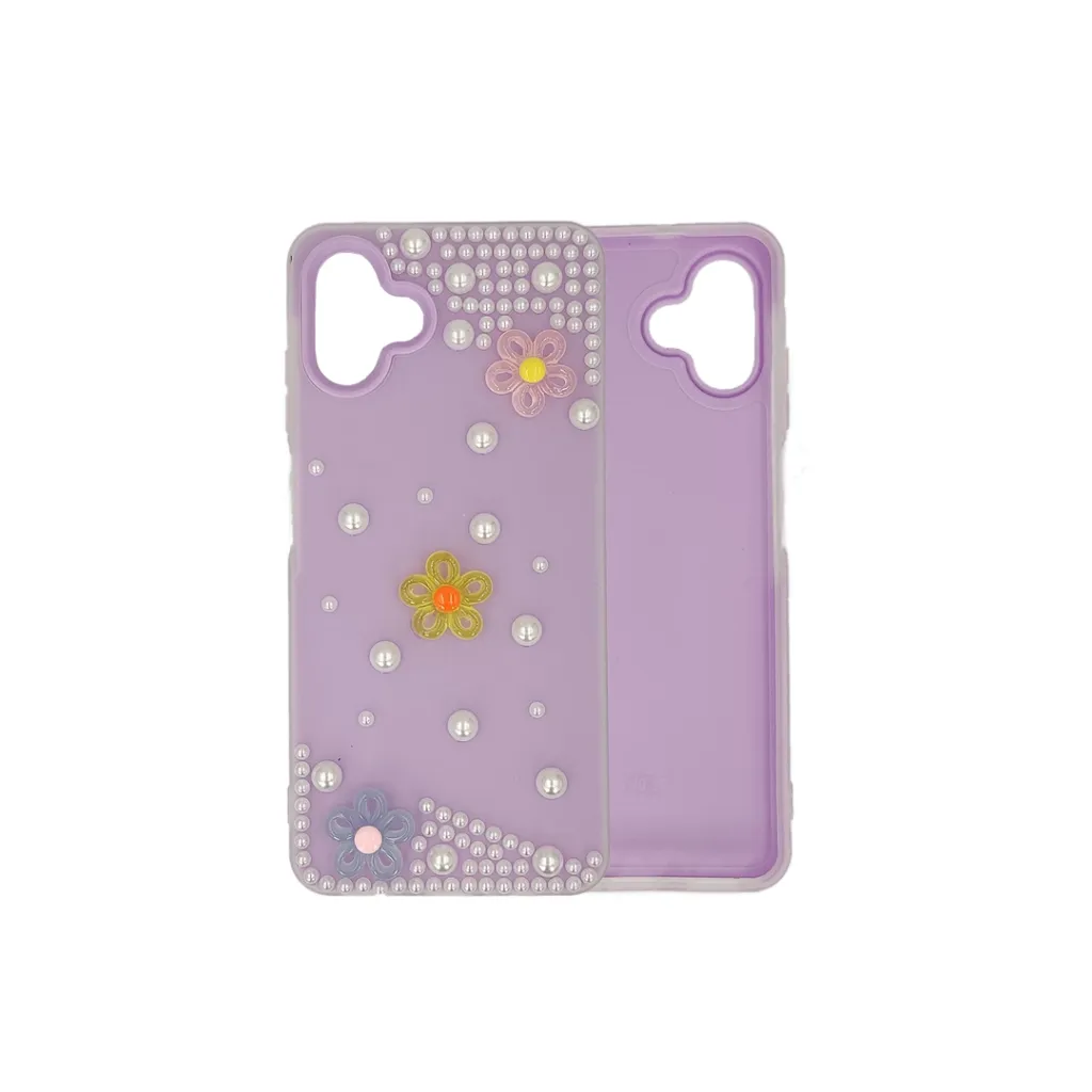 Samsung Galaxy A06 4G|5G/F06 Soft Silicone Ladies Fancy Beats & Flowers design Back Case (Light Purple)