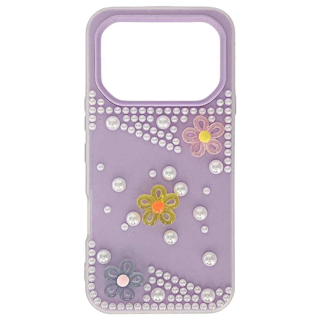[PO34BINOT60PR-6-29] Infinix Note 60|Note 60 Pro Soft Silicone Ladies Fancy Beats & Flowers design Back Case (Light Purple)