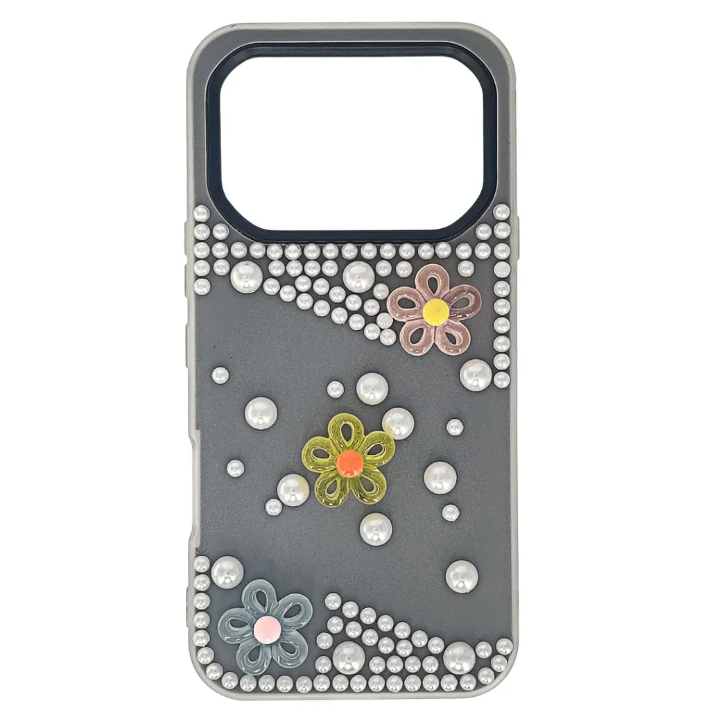 [PO34BINOT60PR-6-2] Infinix Note 60|Note 60 Pro Soft Silicone Ladies Fancy Beats & Flowers design Back Case (Black)