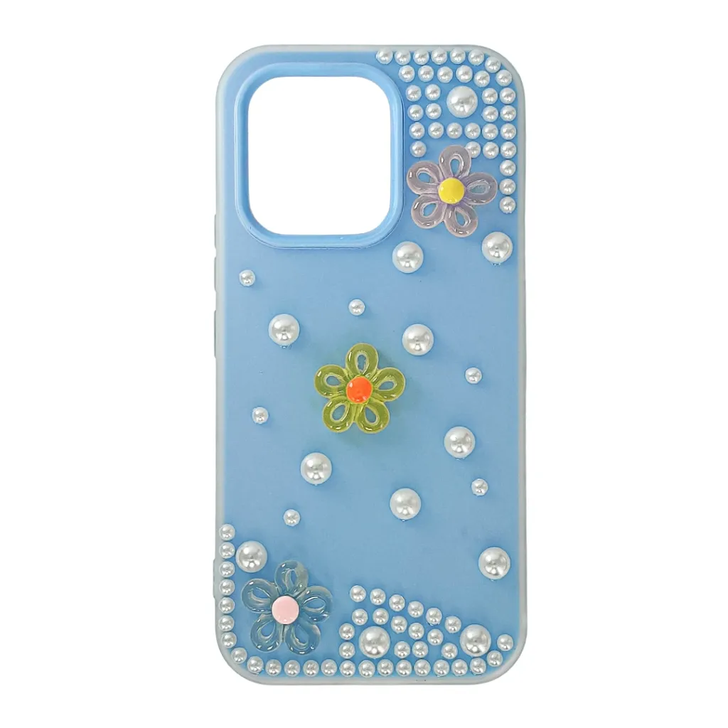 Vivo V70 5G|V70 Lite 4G|5G Soft Silicone Ladies Fancy Beats & Flowers design Back Case (Sky Blue)