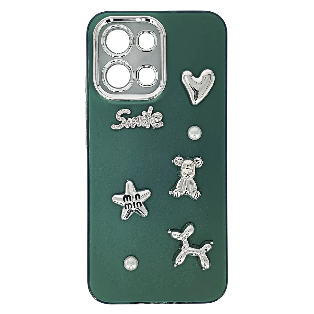 Oppo A6 Pro 3D Shinny Fancy Smile Face Back Case (Green)