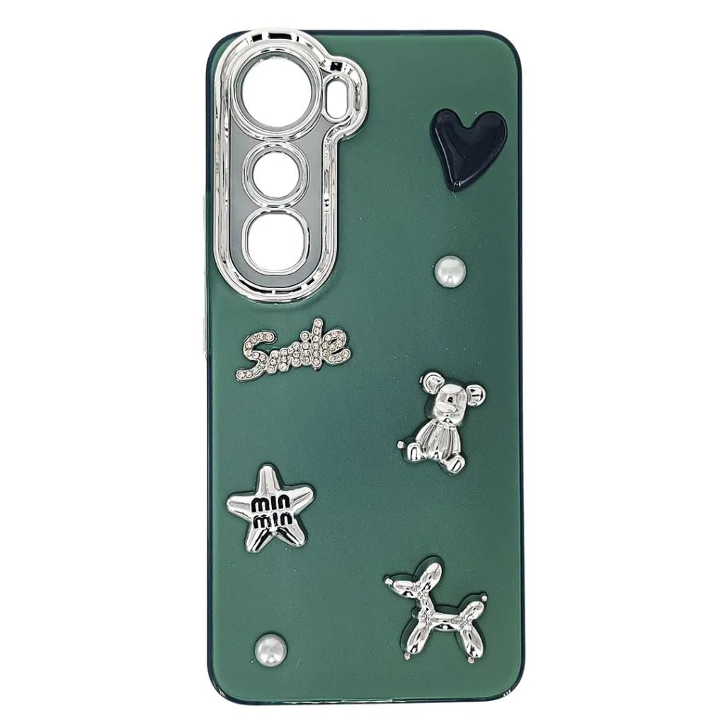 [PO8BVIY400-14-11] Vivo Y400 4G 3D Shinny Fancy Smile Face Back Case (Green)