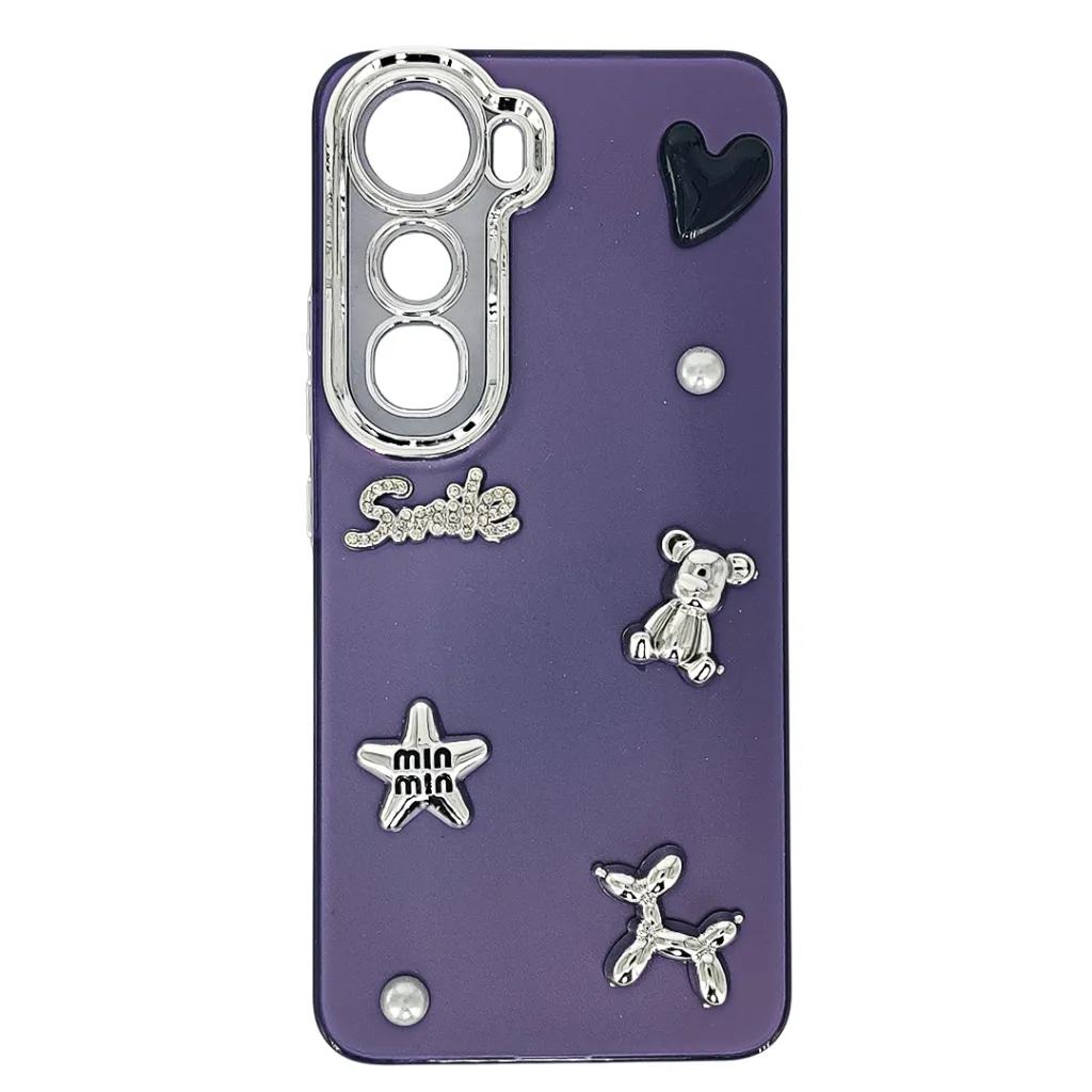 [PO8BVIY400-14-12] Vivo Y400 4G 3D Shinny Fancy Smile Face Back Case (Purple)